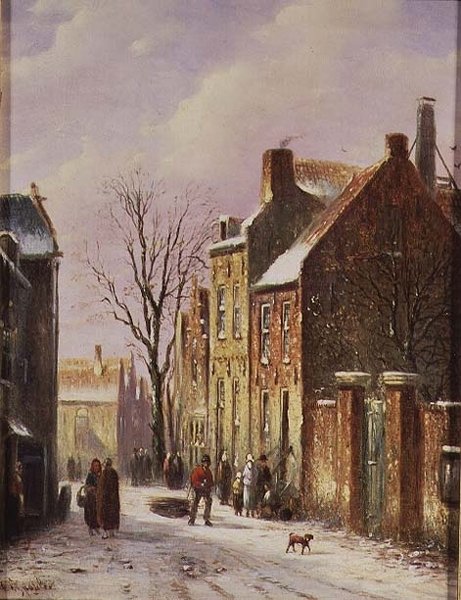 Vinter gade scene af Johannes Franciscus Spohler