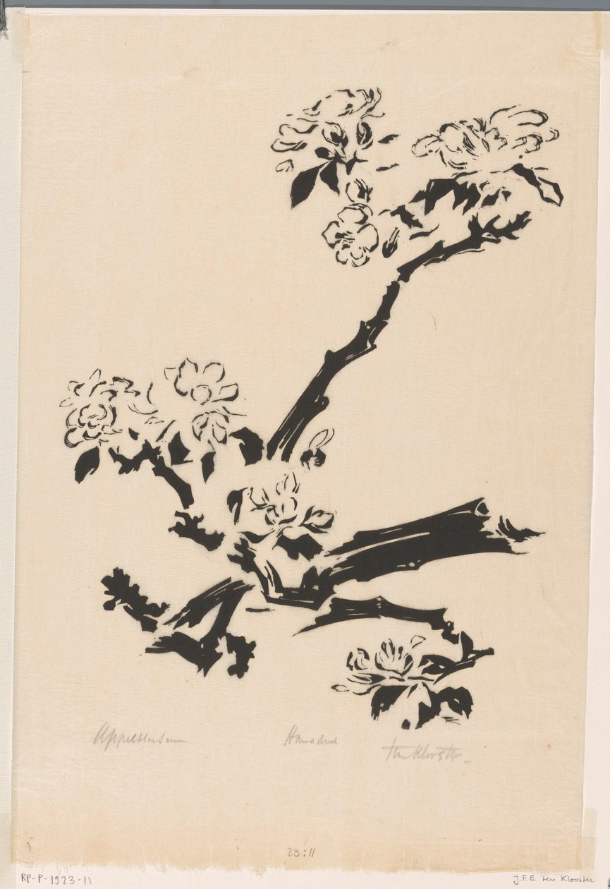 Appelbloesem (original titel på objekt) af Johannes Frederik Engelbert ten Klooster (signed by artist)