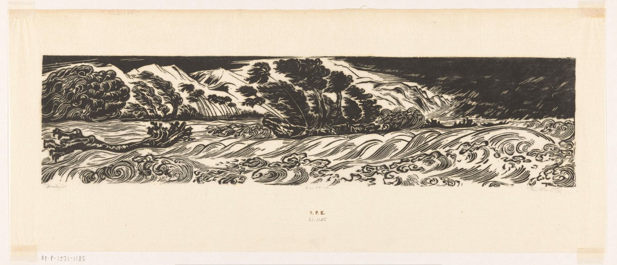 Bandjir (original titel på objekt) af Johannes Frederik Engelbert ten Klooster (signed by artist)