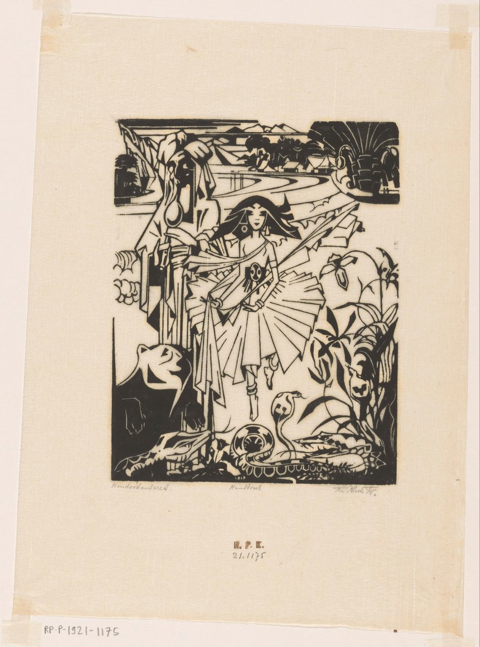 Hindoedanseres (original titel på objektet) af Johannes Frederik Engelbert ten Klooster (signed by artist)