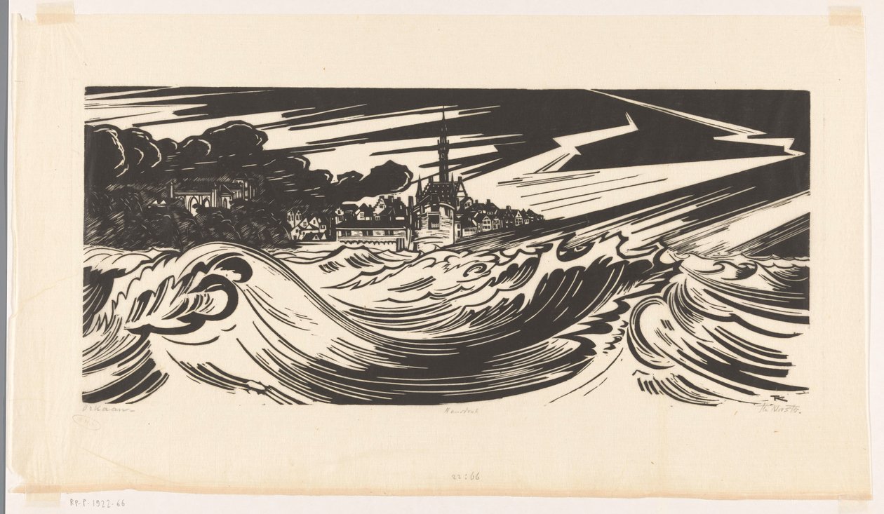 Orkaan (original titel på objekt) af Johannes Frederik Engelbert ten Klooster (signed by artist)