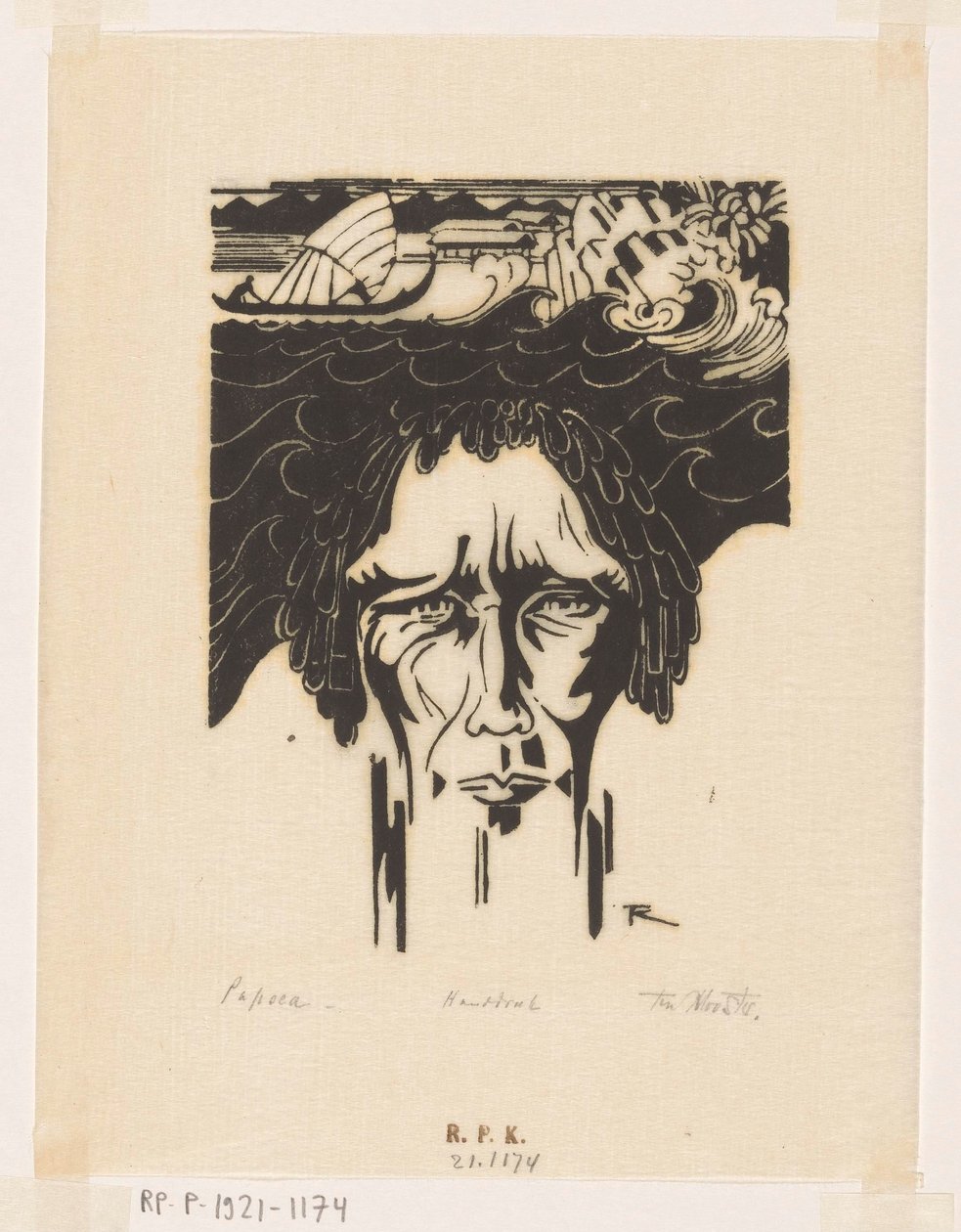 Papoea (original titel på objektet) af Johannes Frederik Engelbert ten Klooster (signed by artist)