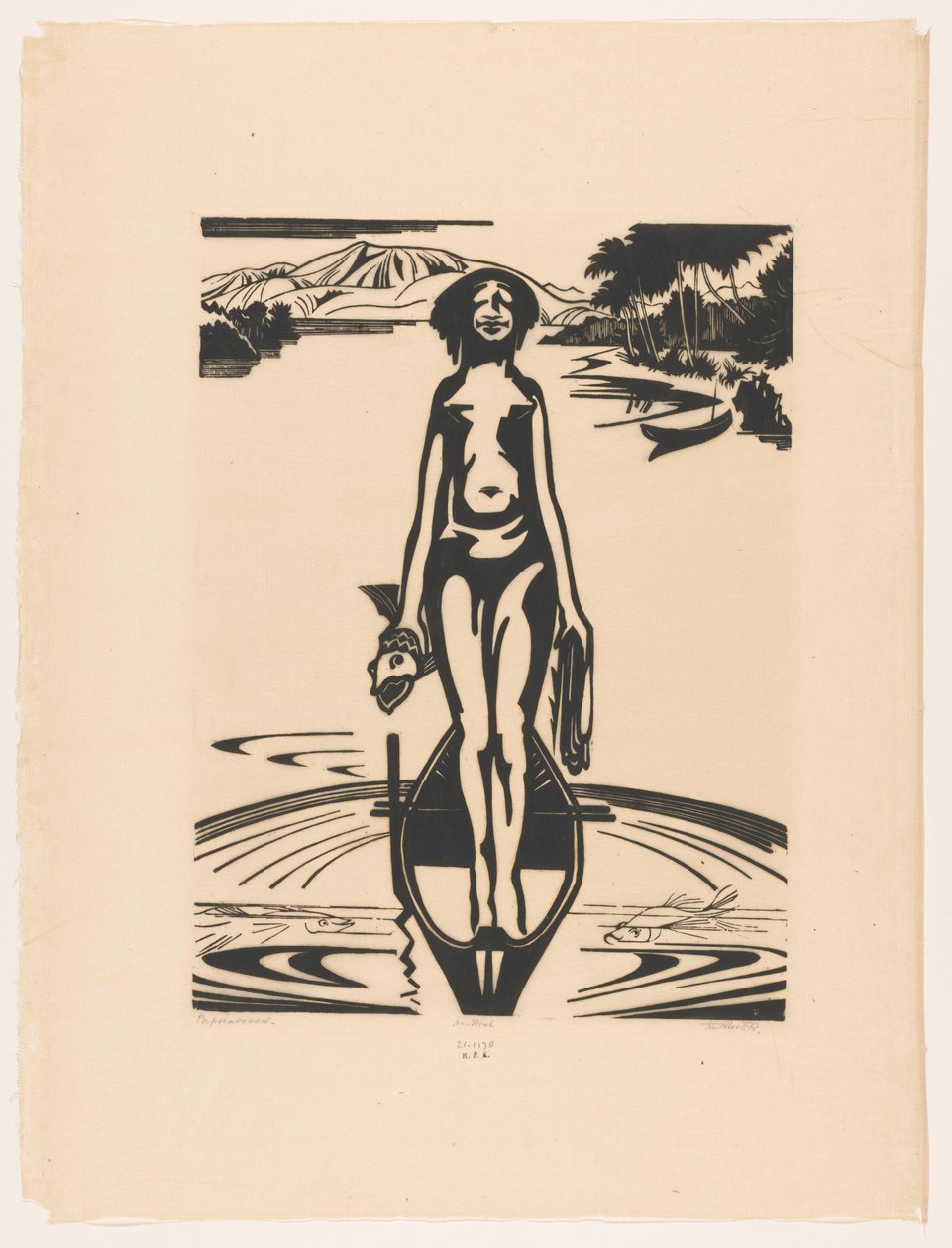 Papoeavrouw (original titel på objekt) af Johannes Frederik Engelbert ten Klooster (signed by artist)