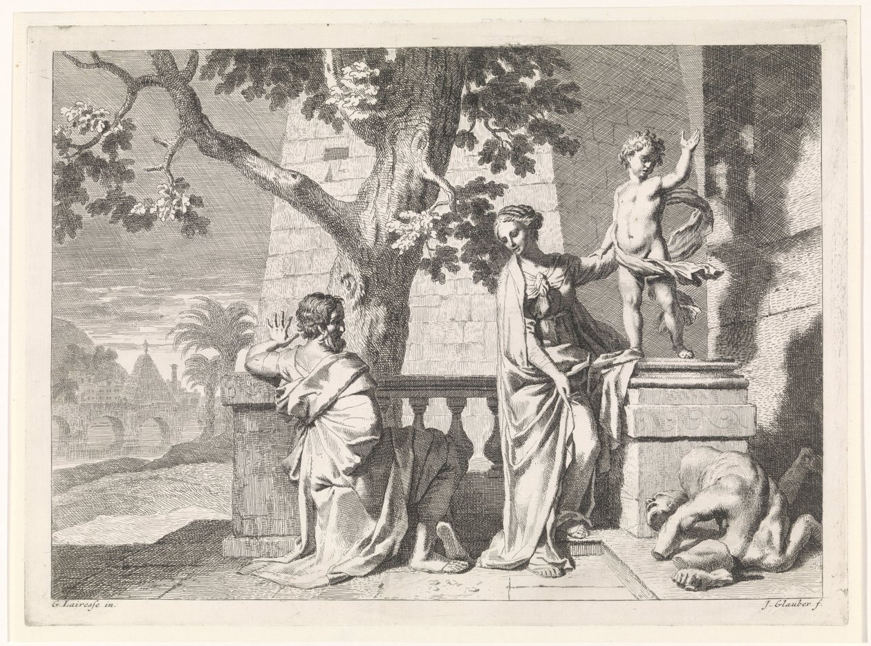 Kristus bryder en statue Bibelske, mytologiske og allegoriske fremstillinger (serietitel) af Johannes Glauber