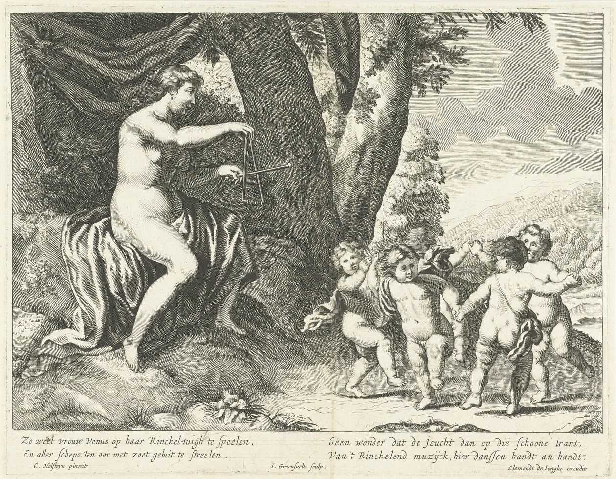 Venus en dansende putti af Johannes Gronsveld