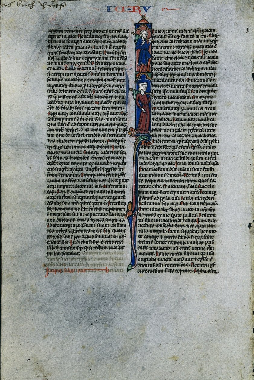 Indledning I med Elimelek og Naomi: Blad fra en latinsk bibel 1 af 2 udskårne blade, ca. 1250. af Johannes Grusch Atelier