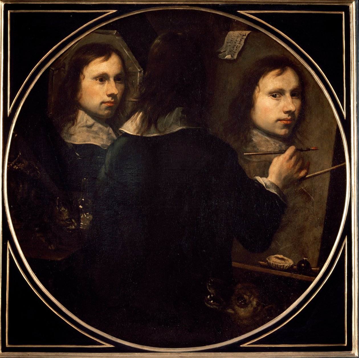 Selvportrætmaleri af Johannes Gumpp (1626-?) 1646 søn. 88,5x89 cm Firenze, Galleria degli Uffizi (kontorer) af Johannes Gumpp