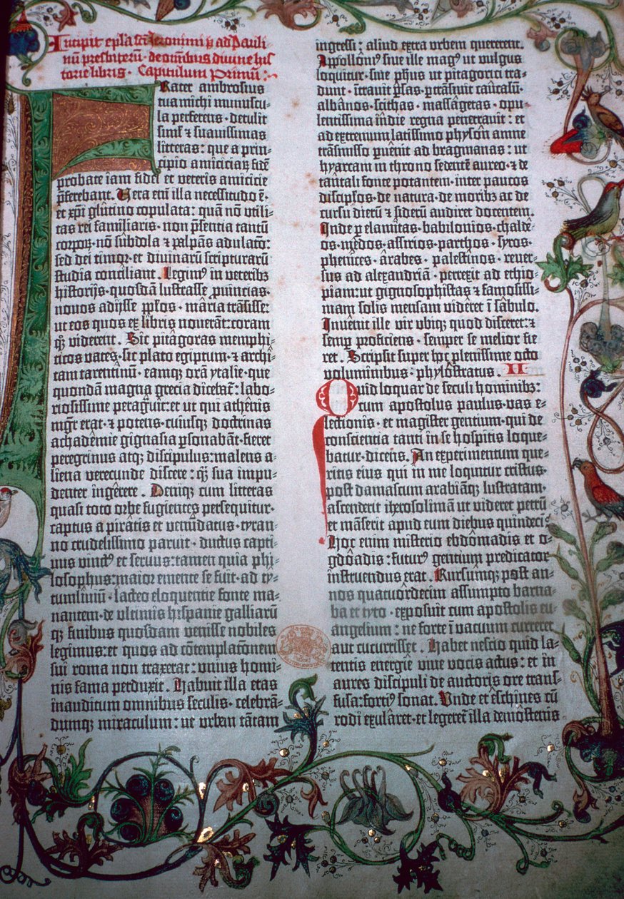 En side fra Gutenberg-bibelen, 1400-tallet af Johannes Gutenberg