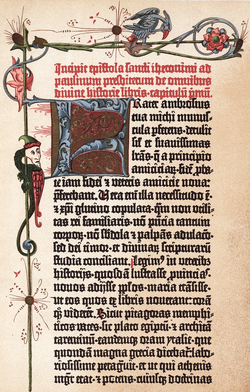 Side fra Gutenbergs Bibel, c1455 af Johannes Gutenberg
