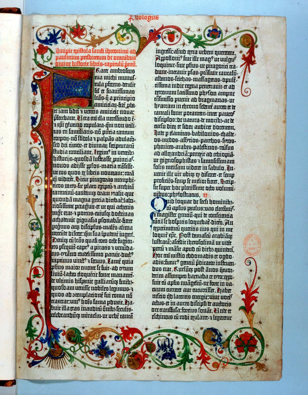 Side fra en Gutenberg-bibel, 1455 af Johannes Gutenberg