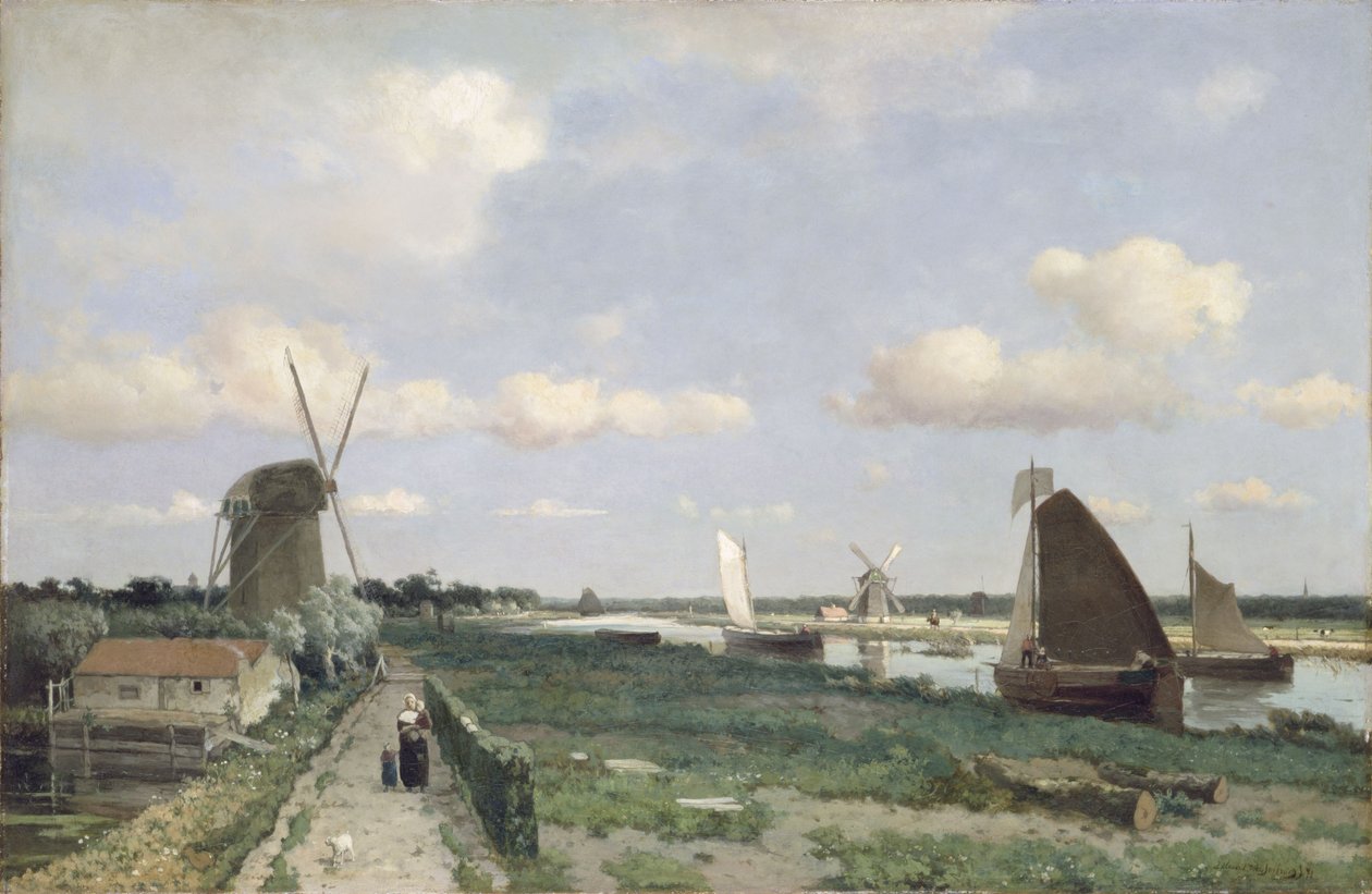 Udsigt over Trekvliet-kanalen nær Haag, 1870 af Johannes Hendrik Weissenbruch