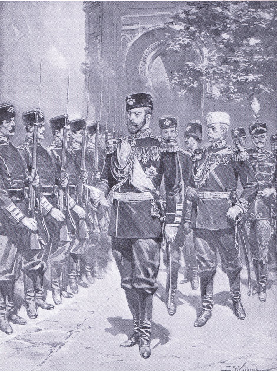 Hans Kejserlige Majestæt Tzaren, illustration fra Cassells History of the Russo-Japanese War Vol 1, ca. 1900 af Johannes Hermann Barend Koekkoek