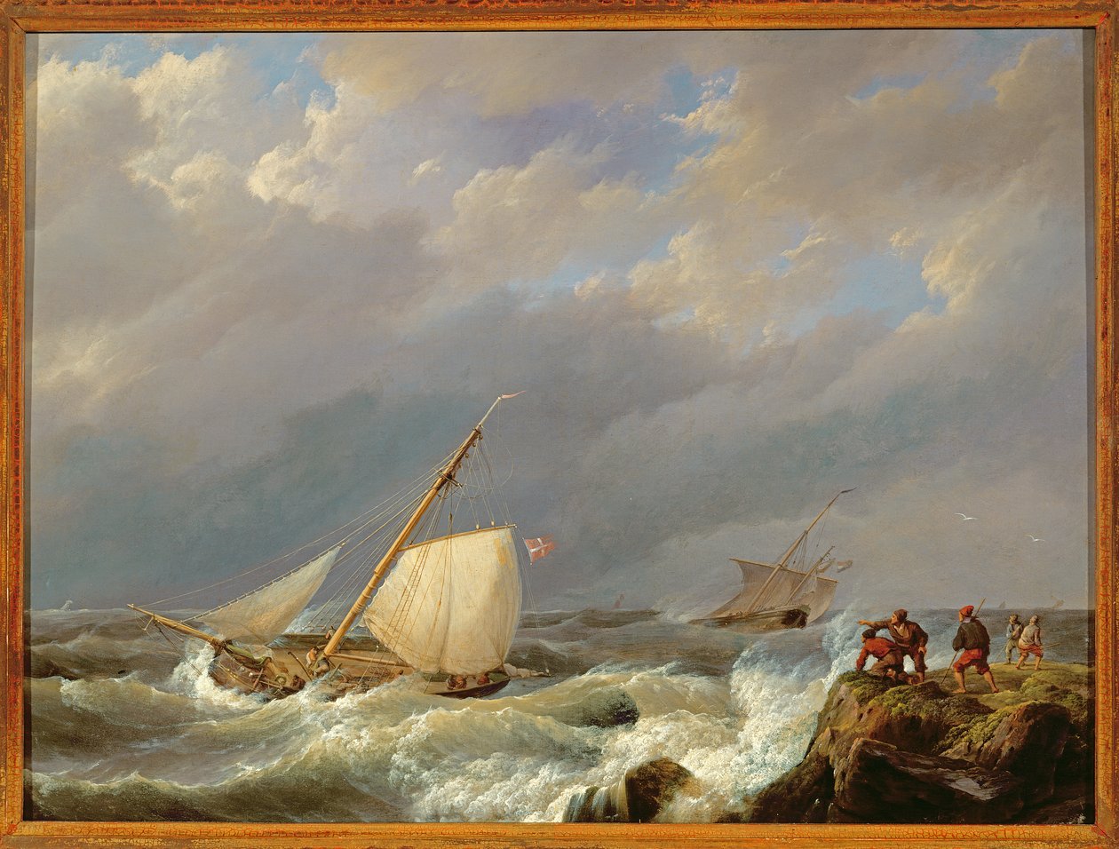 Fartøjer på en Lee Shore i en kuling af vind, 1844 af Johannes Hermann Barend Koekkoek