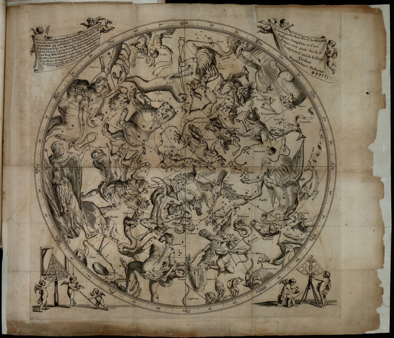 Tabel over stjernebilledet på den nordlige halvkugle Firmamentum Sobiescianumsive Uranographia af Johannes Hevelius