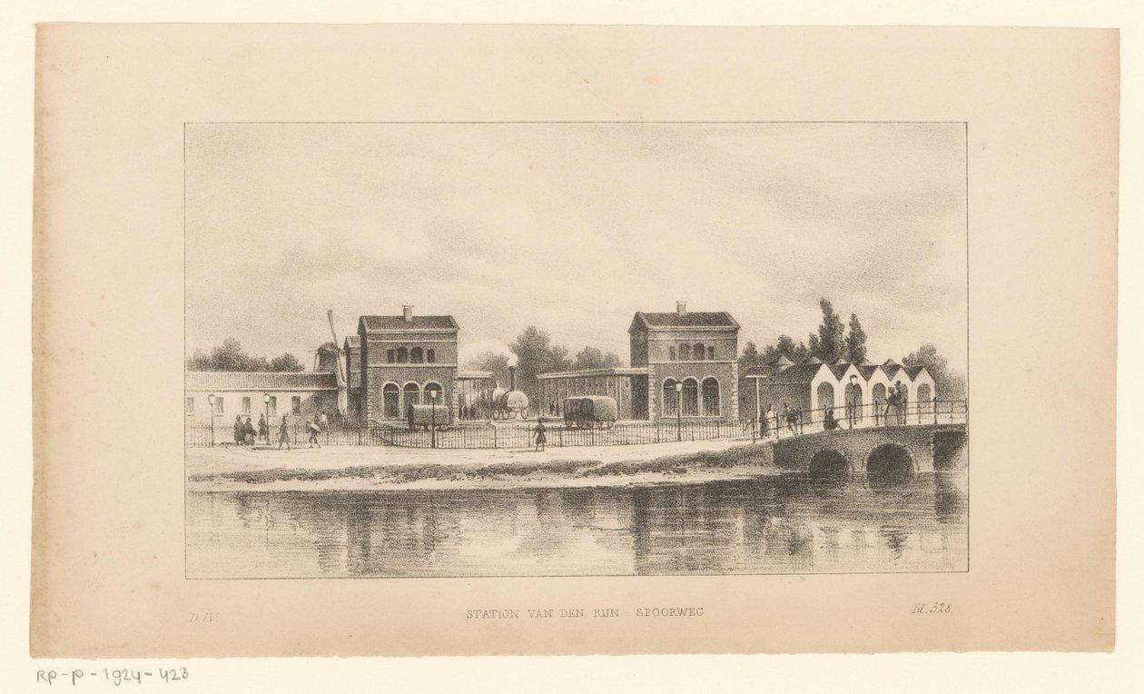 Rhijnspoorweg Station i Amsterdam Station van den Rijn-Spoorweg (titel på objekt) af Johannes Hilverdink (possibly)