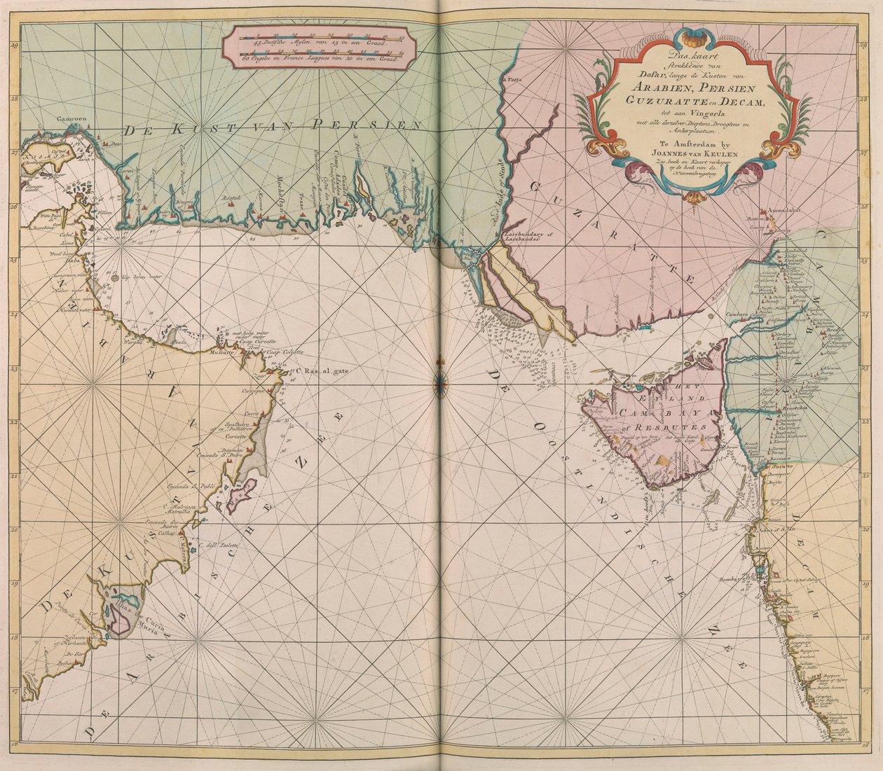 Kort over Arabien, Persien, Gijarat og Decca af Johannes II Van Keulen