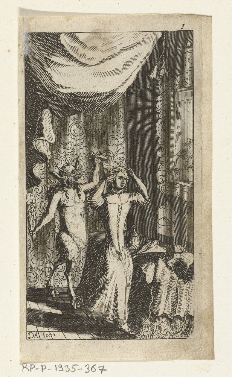 Den stolte djævel Bogillustration til Simon de Vries, Seven Duyvelen, der regerer og tjener Hedendaeghsche Dienstmaegden, Amsterdam, 1682 af Johannes Jacobsz van den Aveele