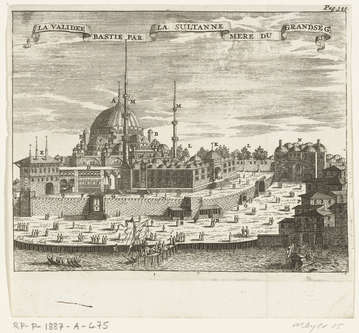 Udsigt over Yeni Cami La validee bastie par la sultanne mere du grandseg. (titel på objekt) af Johannes Jacobsz van den Aveele