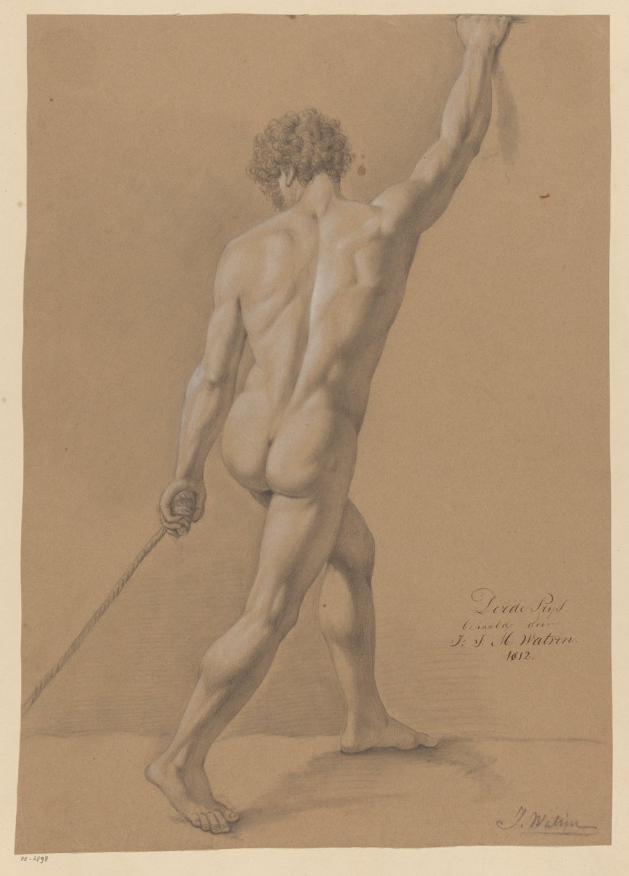 Stående nøgen mand, set bagfra (3. præmie 1812) af Johannes Joseph Maria Watrin