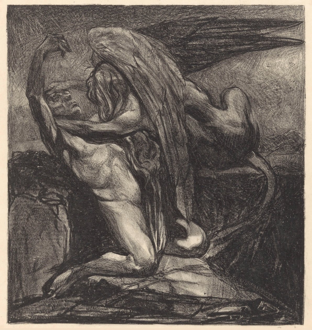 Sphinx med livløs mand af Johannes Josephus Aarts (signed by artist)