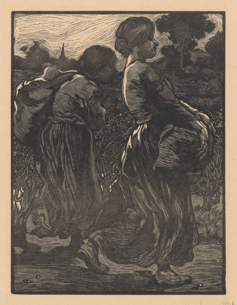 To landarbejdere af Johannes Josephus Aarts (signed by artist)