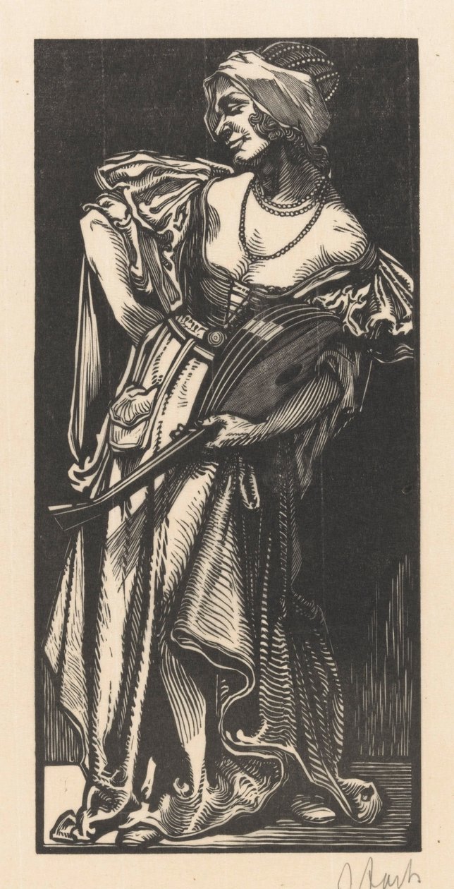 Kvinde med lut af Johannes Josephus Aarts (signed by artist)