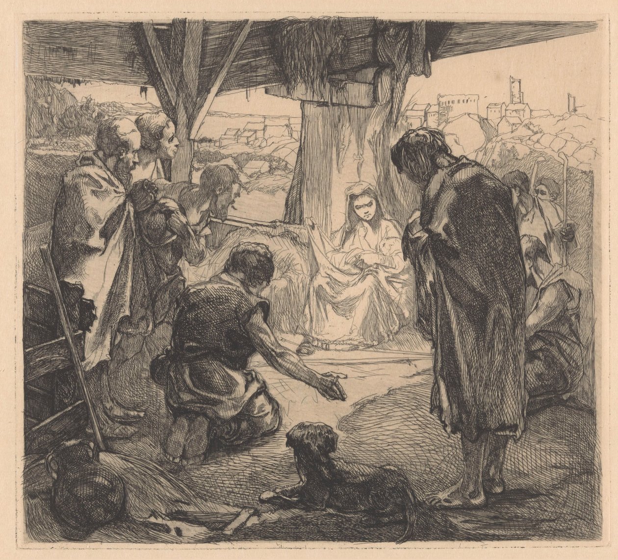 Tilbedelse af hyrderne af Johannes Josephus Aarts