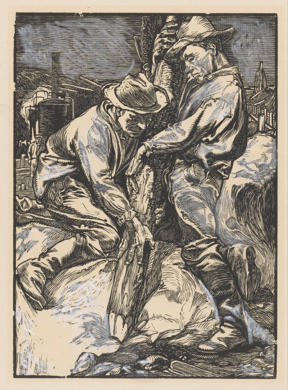 Bygningsarbejdere i gang med pæling af Johannes Josephus Aarts