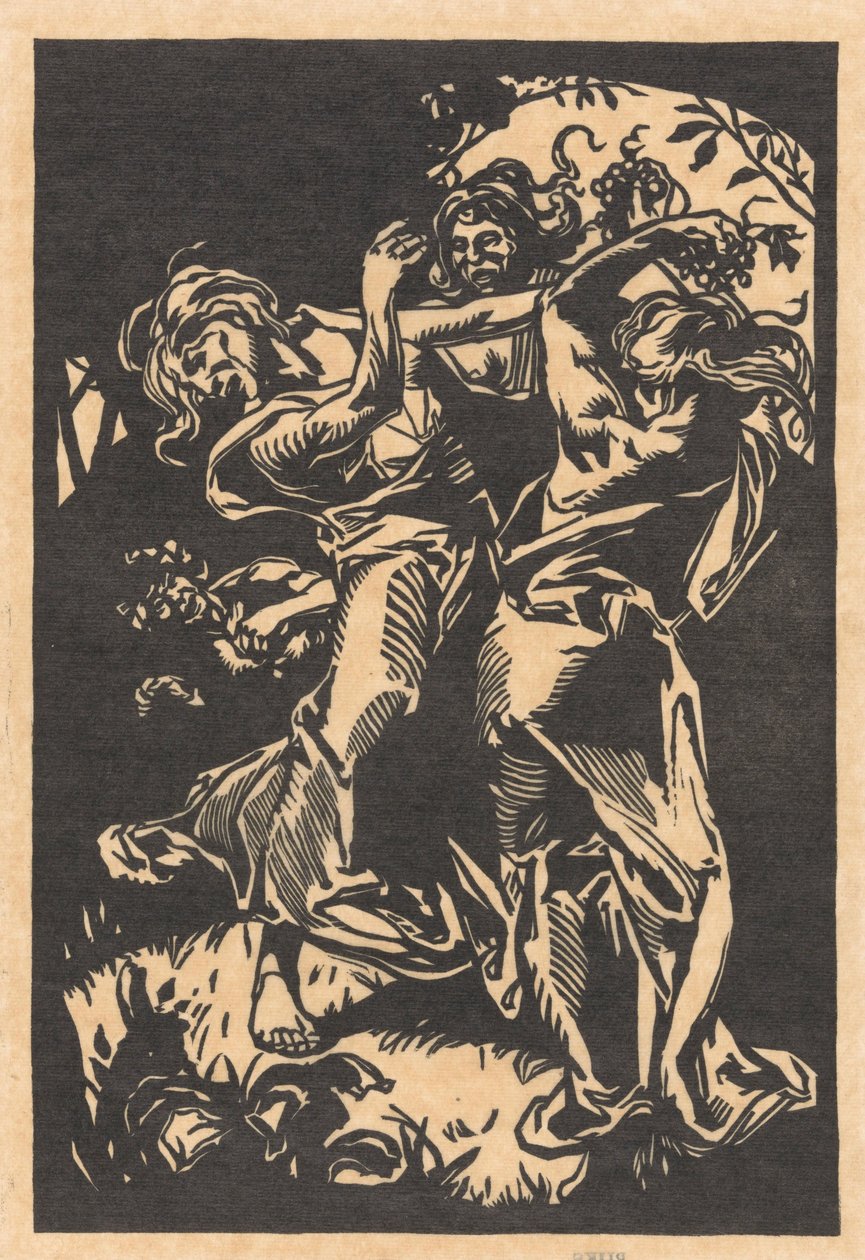 Dansende kvinder med drueklaser og satyr af Johannes Josephus Aarts