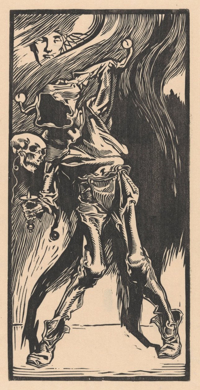 Døden som en harlekin, der spiller bilboquet af Johannes Josephus Aarts