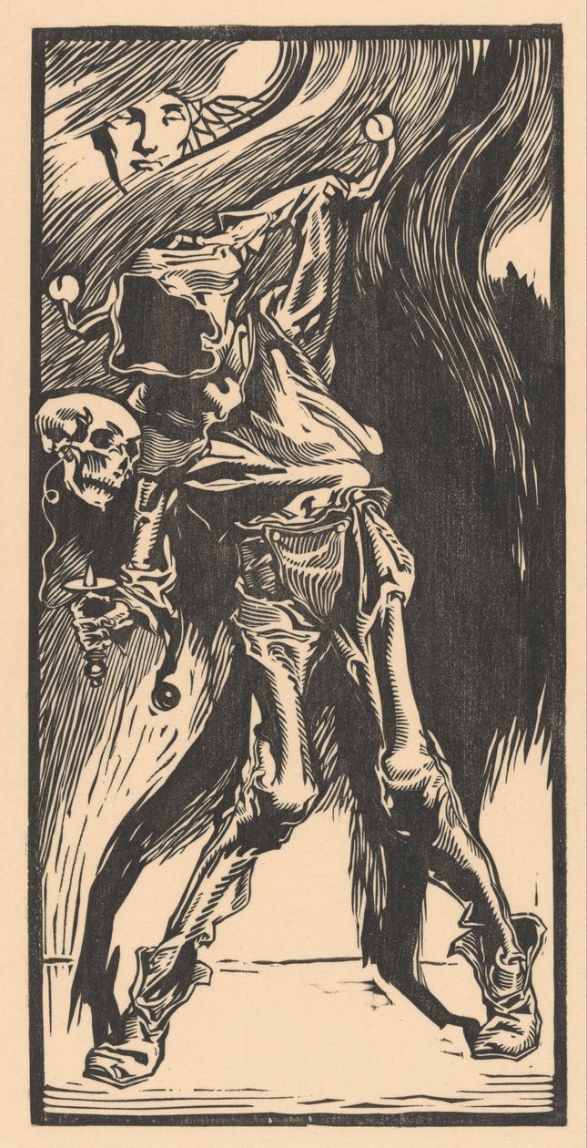Døden som en harlekin, der spiller bilboquet af Johannes Josephus Aarts