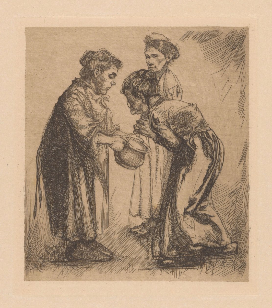 Tre kvinder med gryde af Johannes Josephus Aarts