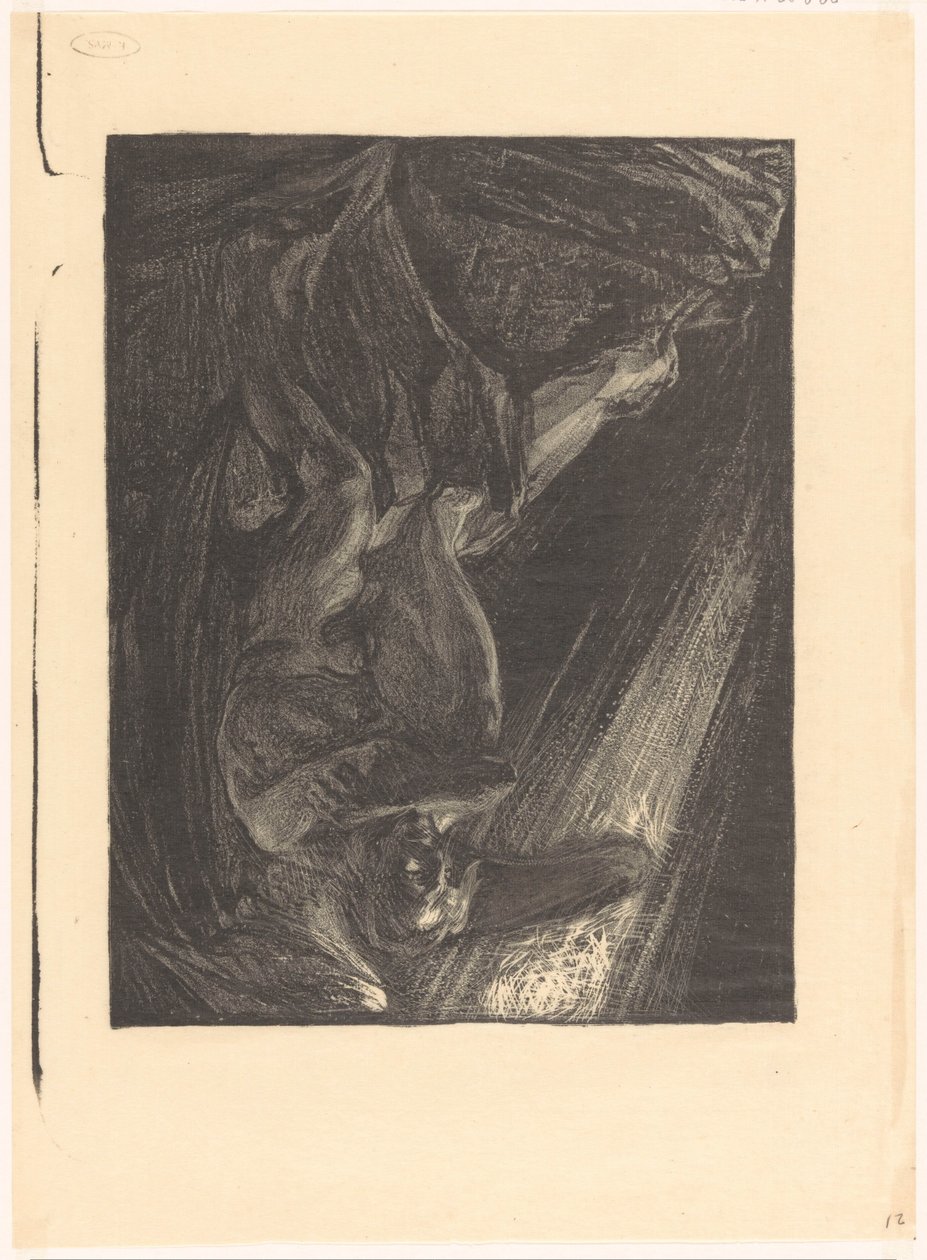 Faldet engel sidder på en sten af Johannes Josephus Aarts