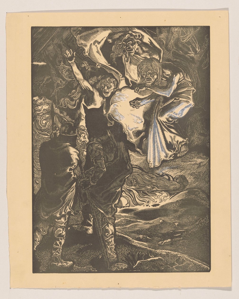 Macbeth og Banquo møder de tre hekse af Johannes Josephus Aarts