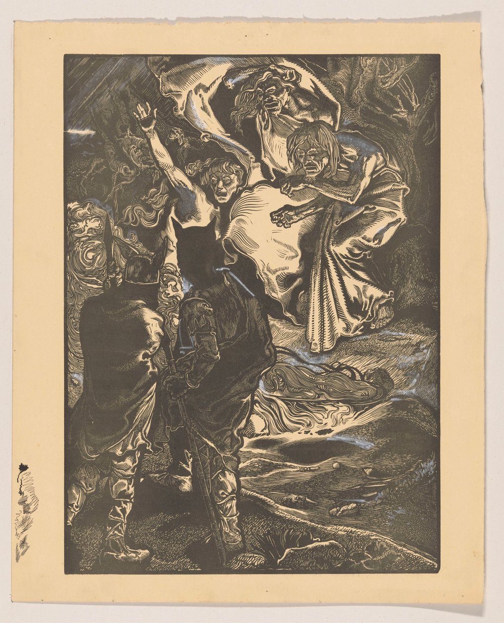 Macbeth og Banquo møder de tre hekse af Johannes Josephus Aarts