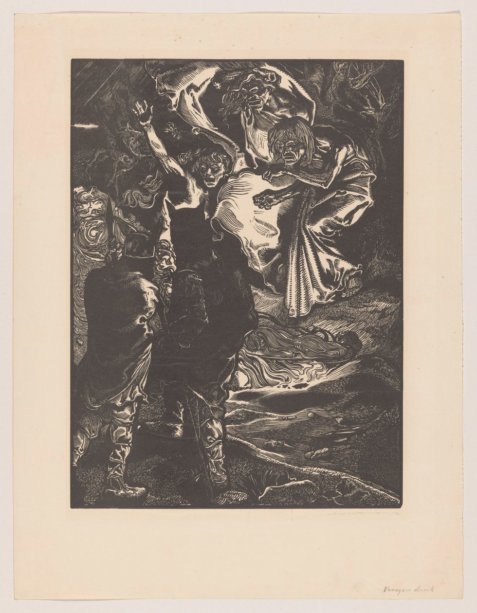 Macbeth og Banquo møder de tre hekser af Johannes Josephus Aarts