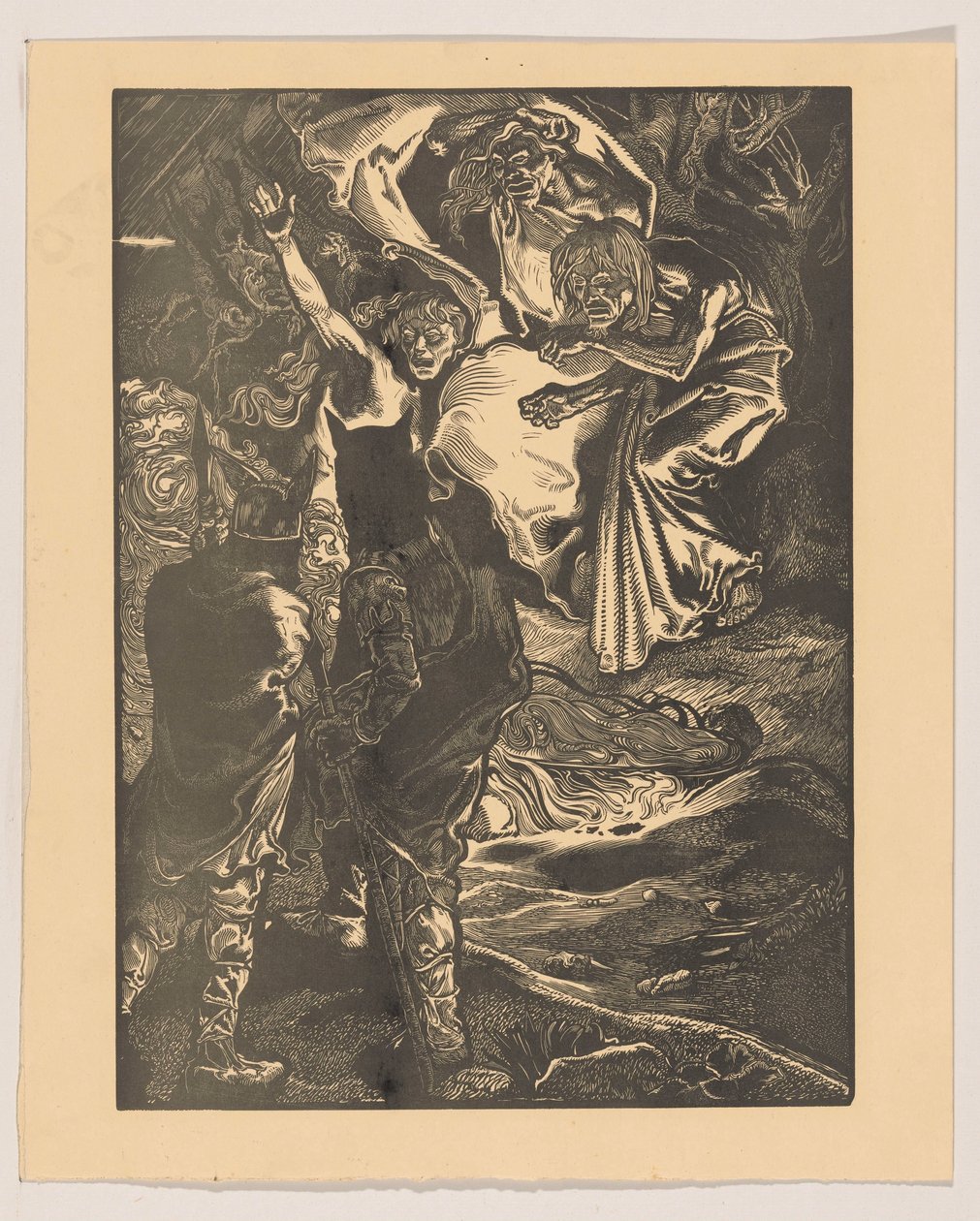 Macbeth og Banquo møder de tre hekse af Johannes Josephus Aarts