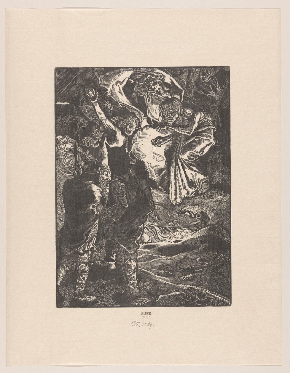 Macbeth og Banquo møder de tre hekse af Johannes Josephus Aarts