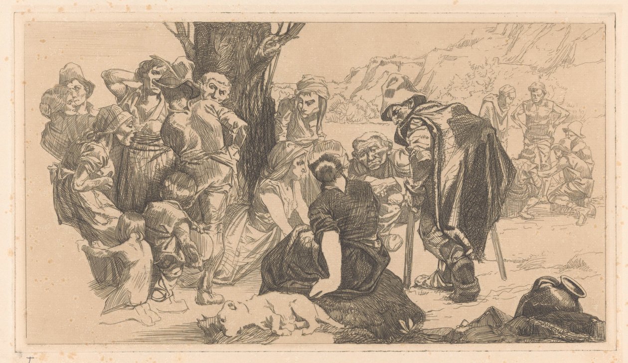 Mænd, kvinder og børn ved et træ af Johannes Josephus Aarts