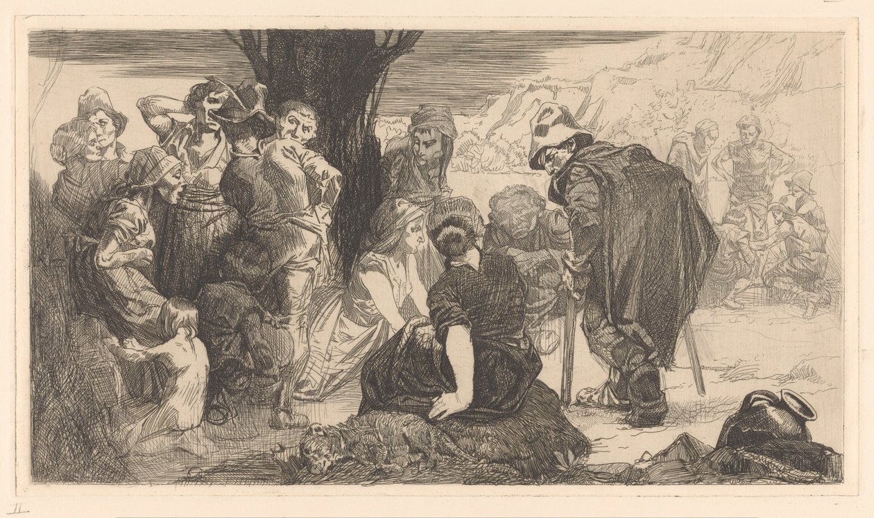 Mænd, kvinder og børn ved et træ af Johannes Josephus Aarts