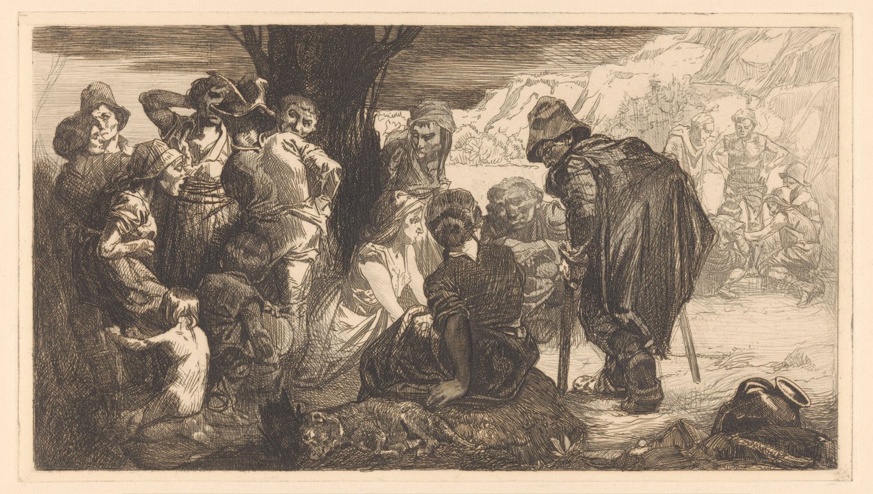 Mænd, kvinder og børn ved et træ af Johannes Josephus Aarts