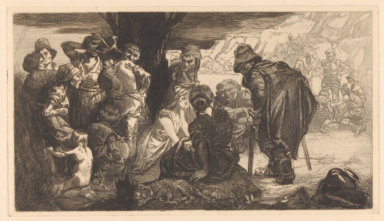 Mænd, kvinder og børn ved et træ af Johannes Josephus Aarts