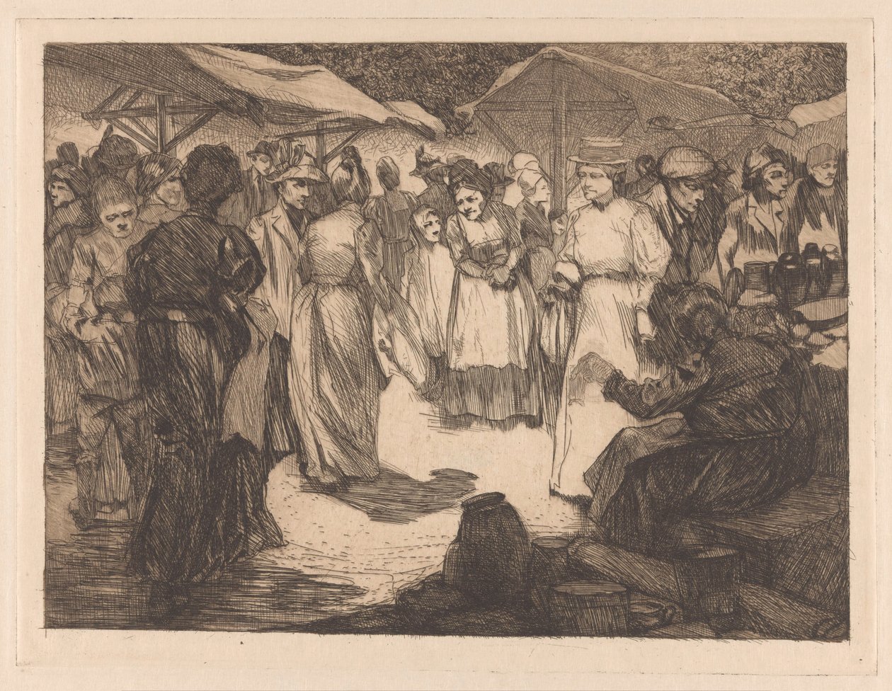 Markedsscene med mænd og kvinder af Johannes Josephus Aarts