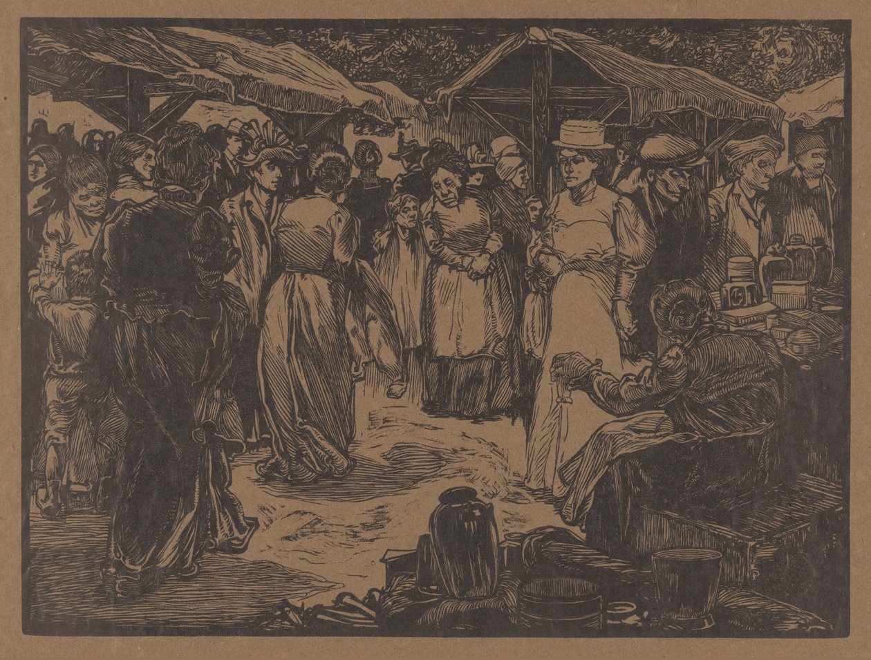 Markedsscene med mænd og kvinder af Johannes Josephus Aarts