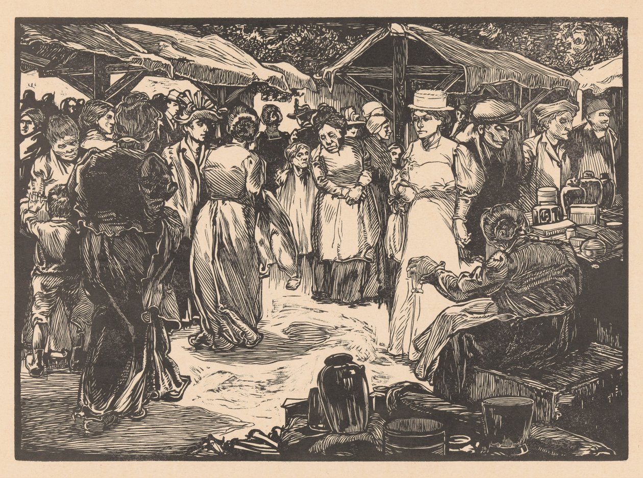 Markedsscene med mænd og kvinder af Johannes Josephus Aarts