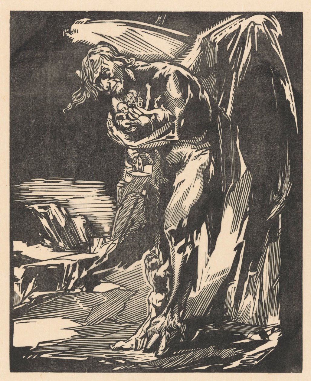 Satan med skikkelser i armene af Johannes Josephus Aarts