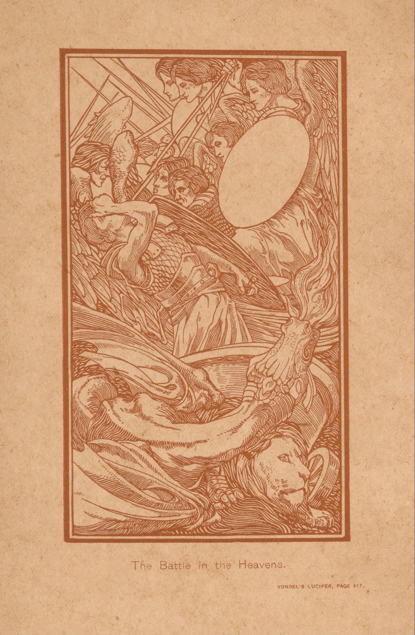 Strijd in the himmel The Battle in the Heavens (titel på objekt) af Johannes Josephus Aarts