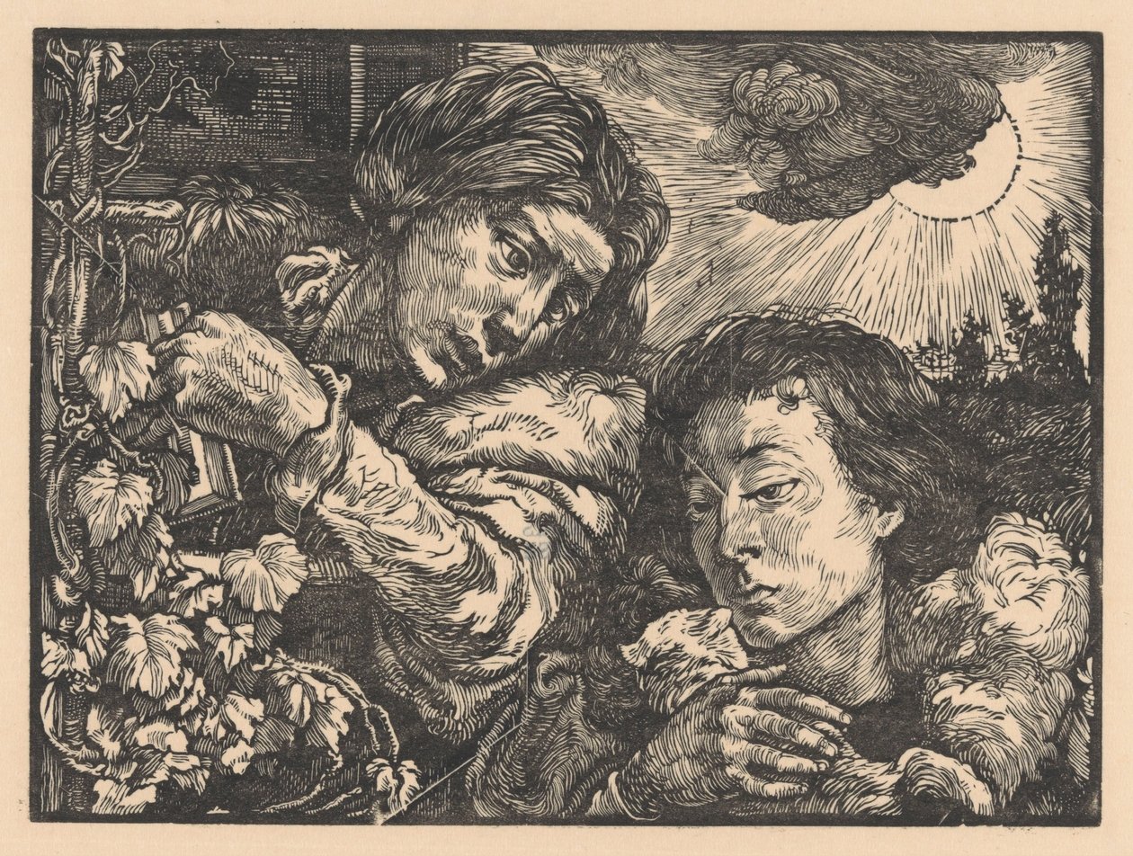To kvinder ved en vinstok af Johannes Josephus Aarts