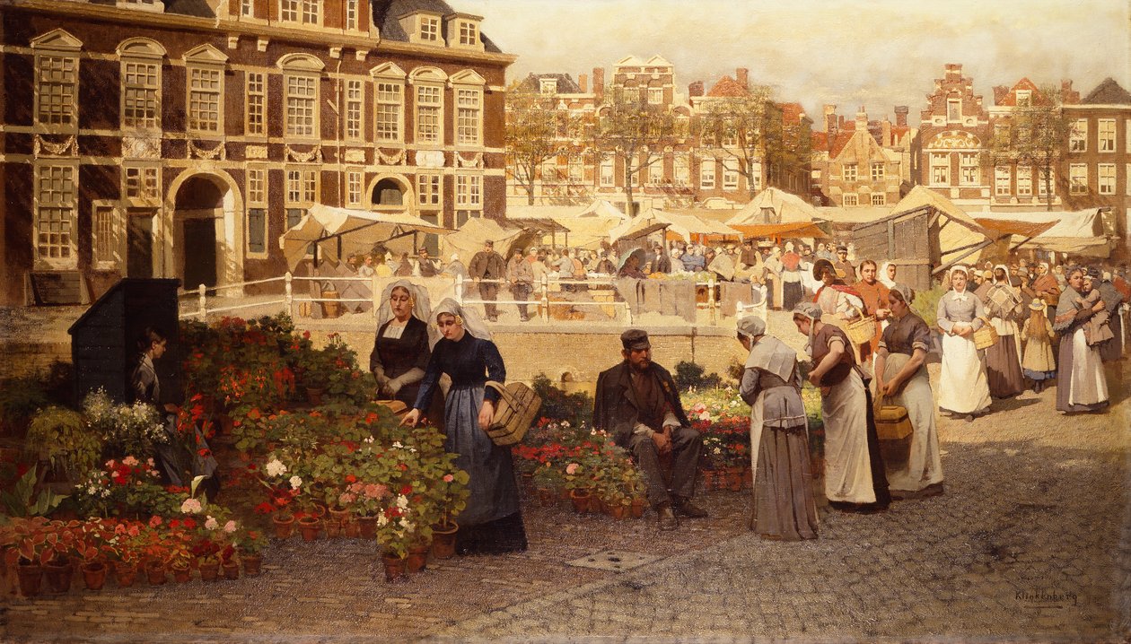 Blomstermarked i Haag af Johannes Karel Christian Klinkenberg