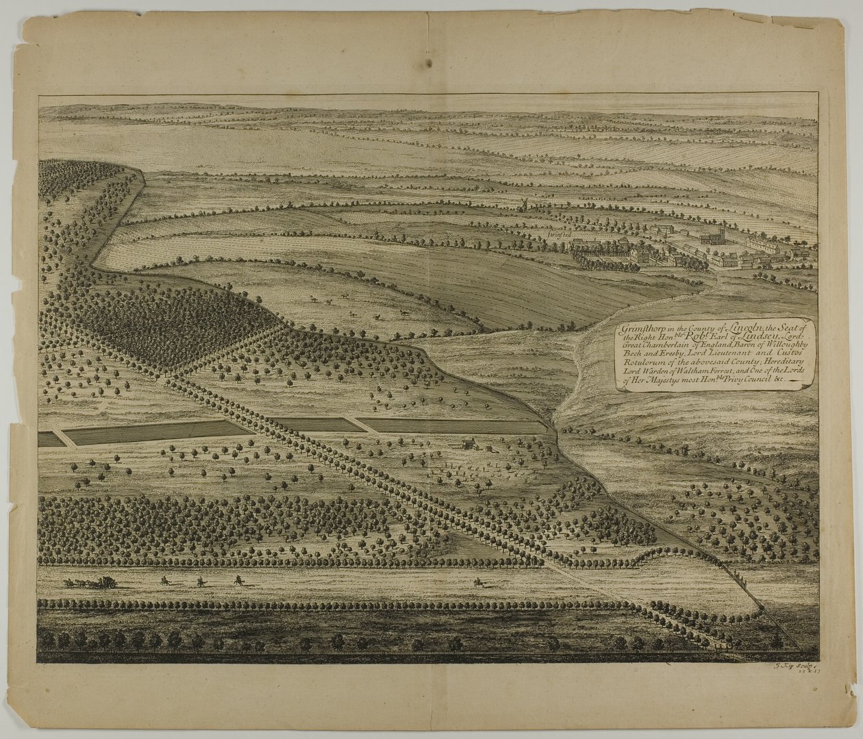 Grimthorp i grevskabet Lincoln, planche 23 fra Britannia Illustrata af Johannes Kip